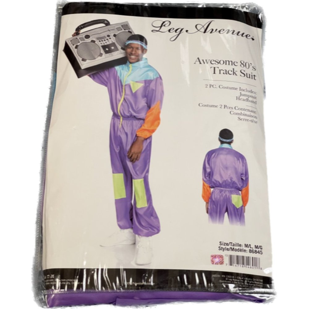 Leg Avenue Awesome Track Suit 80s Costume Halloween NEW IN PACKAGE MEDIUM/LARGE